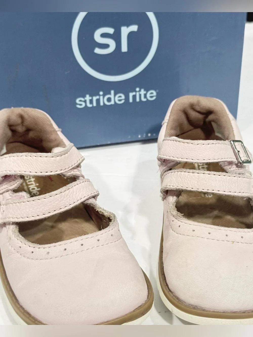 Stride Rite Coraline Light Pink Leather Double-Strap Mary Jane Shoes Size 7.5